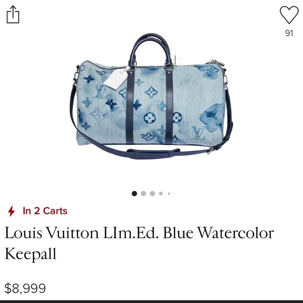 Louis Vuitton Virgil Abloh Blue Watercolor Monogram Denim Keepall Bandoulière 50 - Picture 13 of 13